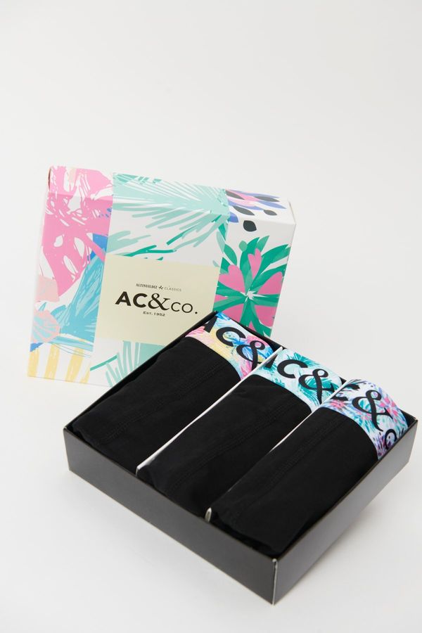 AC&Co / Altınyıldız Classics AC&Co / Altınyıldız Classics Men's Black 3-Pack Special Gift Boxed Cotton Flexible Boxer
