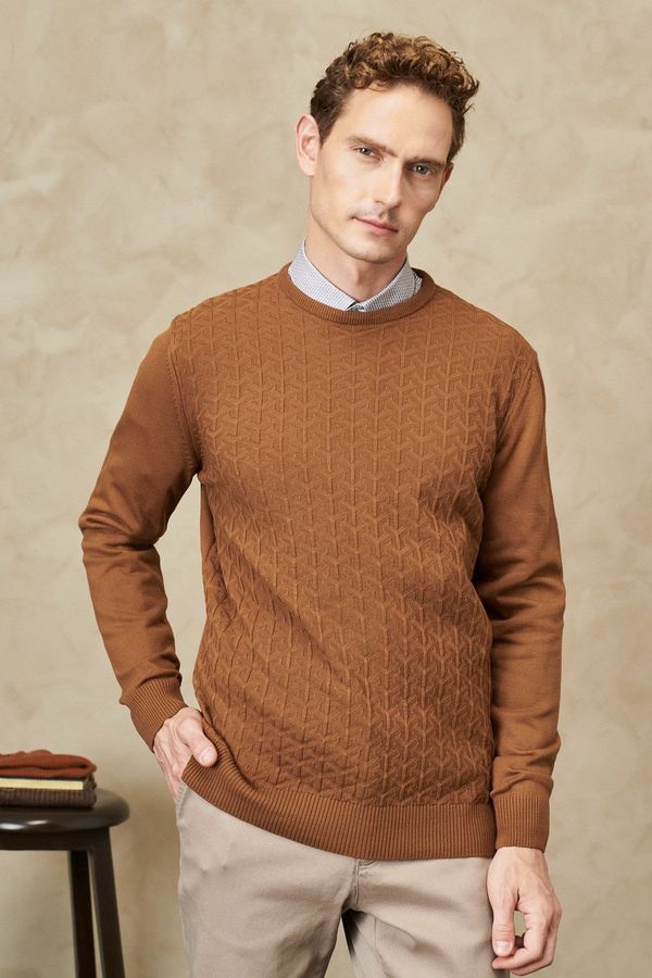 AC&Co / Altınyıldız Classics AC&Co / Altınyıldız Classics Men's Cinnamon Standard Fit Regular Fit Crew Neck Knitwear Sweater
