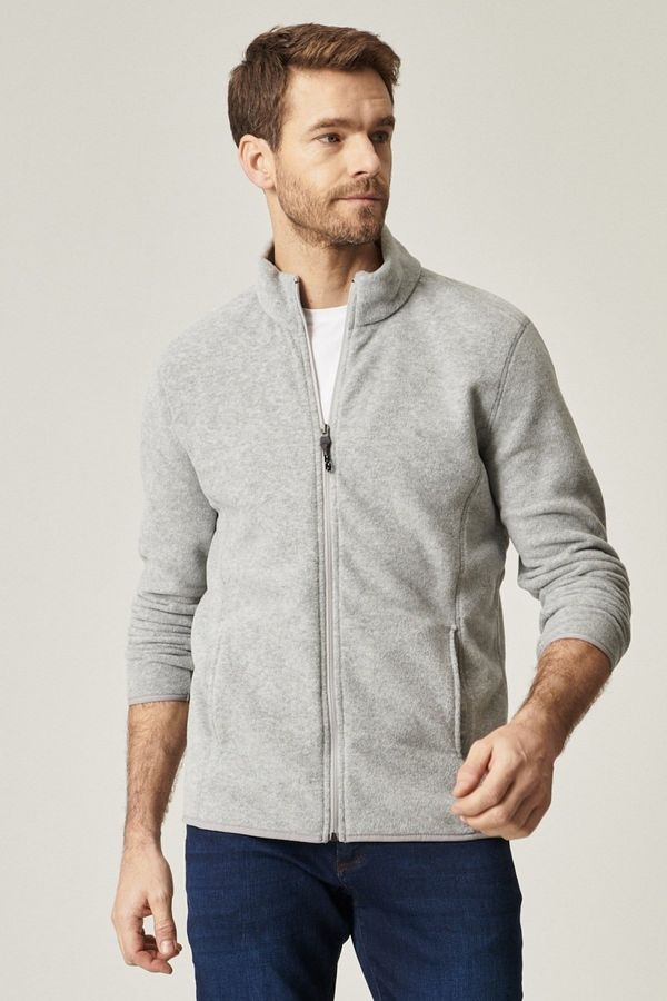 AC&Co / Altınyıldız Classics AC&Co / Altınyıldız Classics Men's Gray Anti-pilling Anti-Pilling Standard Fit Normal Fit High Neck Sweatshirt Fleece Jacket