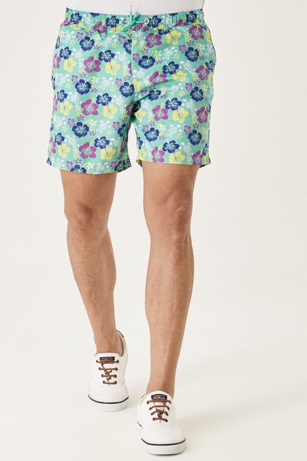 AC&Co / Altınyıldız Classics AC&Co / Altınyıldız Classics Men's Mint Standard Fit Casual Patterned Swimwear Marine Shorts.