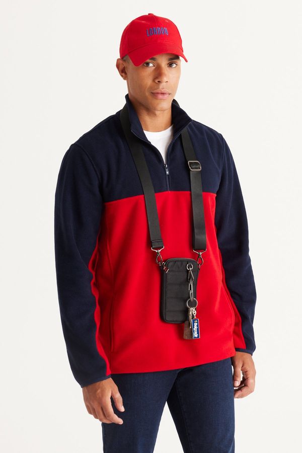 AC&Co / Altınyıldız Classics AC&Co / Altınyıldız Classics Men's Navy Blue-Red Standard Fit Normal Cut Daily Casual Two-Color Fleece Sport Sweatshirt.