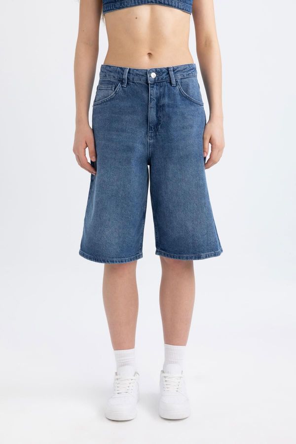 DEFACTO Afra x DeFacto High Waist Bermuda Jean Shorts