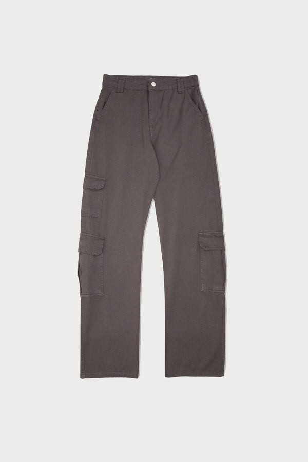 DEFACTO Afra x DeFacto Straight Fit Normal Waist Gabardine Trousers with Cargo Pockets