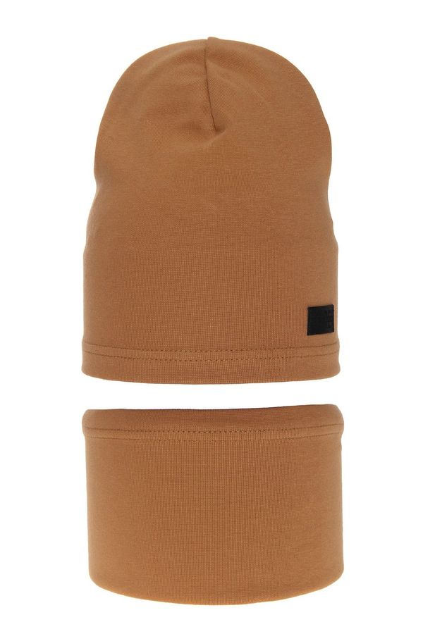 AGBO AGBO Boy's spring/ autumn set: hat and tube scarf camel Frizi