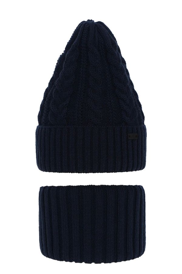 AGBO AGBO Boy's winter set: hat and tube scarf navy blue Colins