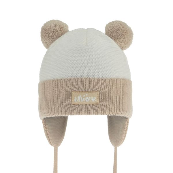 AGBO AGBO Girl's spring/ autumn hat beige Karotka with two pompom