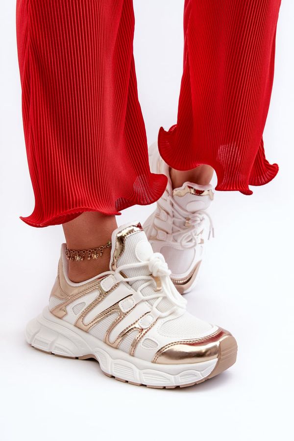 Kesi Ahmani Women's White and Gold Sneakers