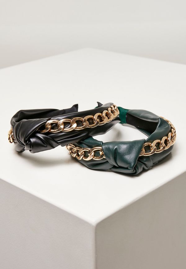 Urban Classics Alice Band with Chain 2-Pack black/bottlegreen