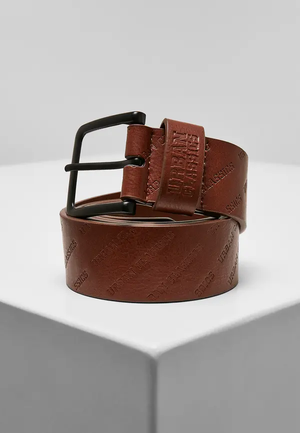 Urban Classics Allover logo strap cognac brown