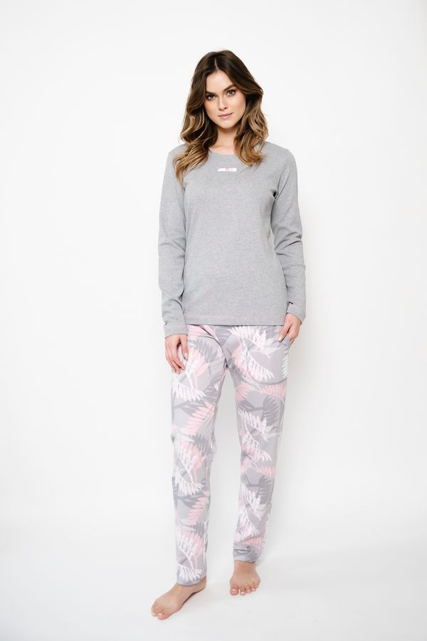 Italian Fashion Aloe women's pajamas long sleeves, long legs - melange/print