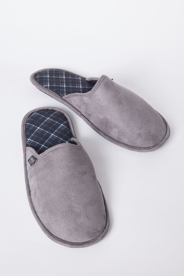 ALTINYILDIZ CLASSICS ALTINYILDIZ CLASSICS Men's Anthracite-Grey Twigy Soft Sole Indoor Slippers Groom Dowry