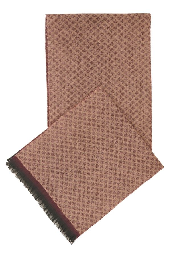 ALTINYILDIZ CLASSICS ALTINYILDIZ CLASSICS Men's Burgundy-brown Patterned Knitted Scarf