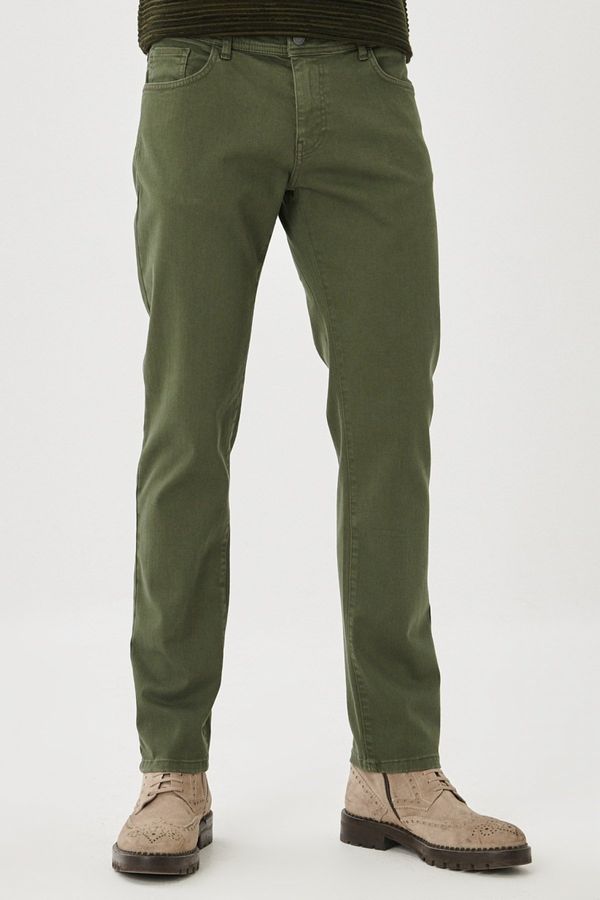ALTINYILDIZ CLASSICS ALTINYILDIZ CLASSICS Men's Green 360 Degree All-Direction Stretch Slim Fit Slim Fit Cotton Flexible Comfortable Trousers