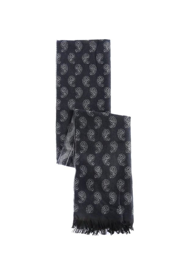 ALTINYILDIZ CLASSICS ALTINYILDIZ CLASSICS Men's Navy Blue - Gray Grey-black Patterned Knitted Scarf