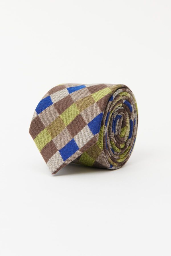ALTINYILDIZ CLASSICS ALTINYILDIZ CLASSICS Men's Yellow Blue Brown Wool Classic Tie