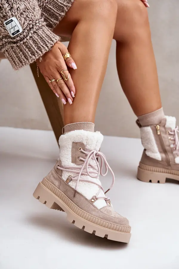 Boto Ankle boots with sheepskin beige Merilana