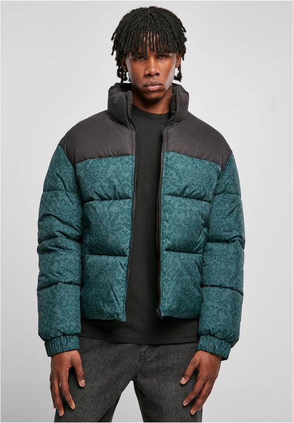 Urban Classics AOP Retro Puffer Jacket bottlegreen damast aop