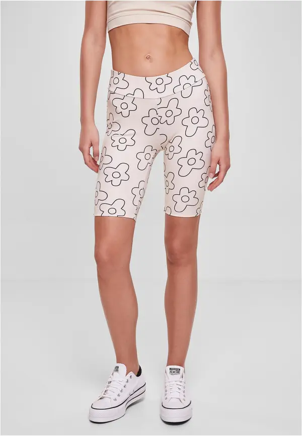 Urban Classics AOP Tech Cycle Women's High-Waisted Softseagrassflower Shorts