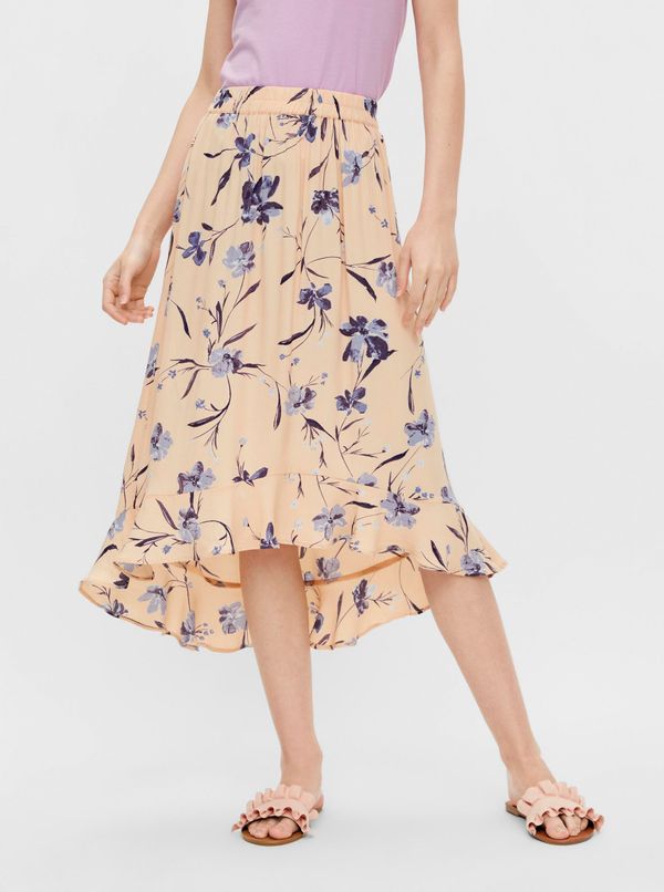 Pieces Apricot Floral Midi Skirt Pieces Lillian - Women