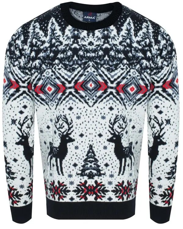 ARMA ARMA - Pulover z granatnim vzorcem in božičnim motivom