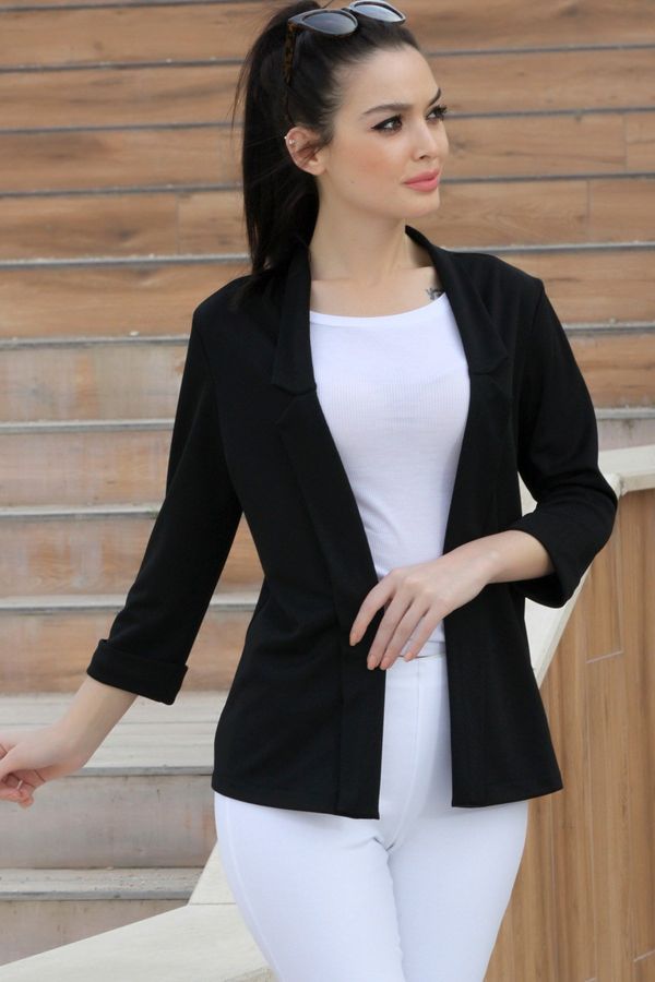 armonika armonika Women's Black Double-Sleeve Collar Jacket