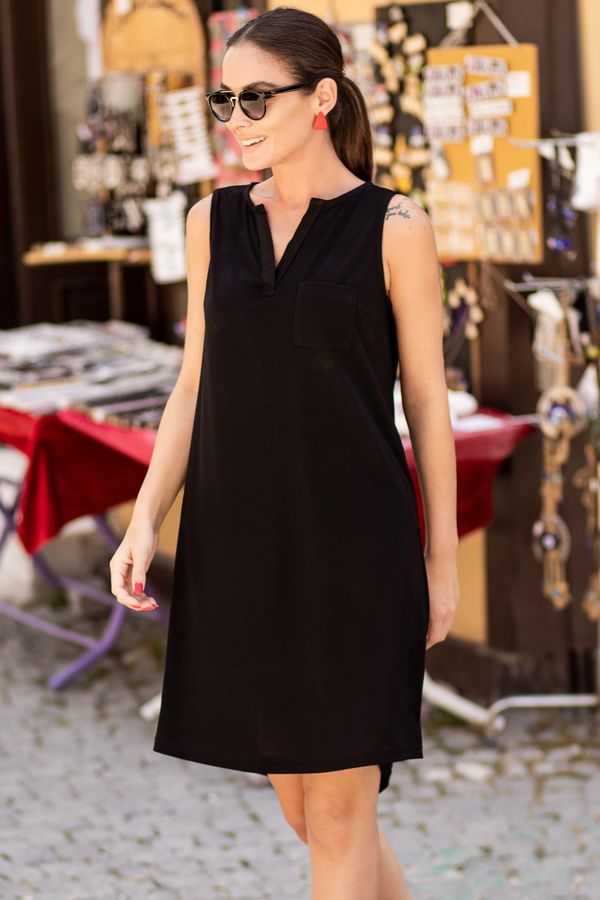 armonika armonika Women's Black Midi Length Dress with Pocket