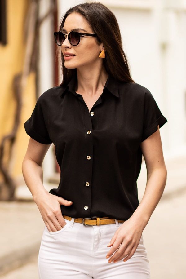 armonika armonika Women's Black Short Sleeve Shirt