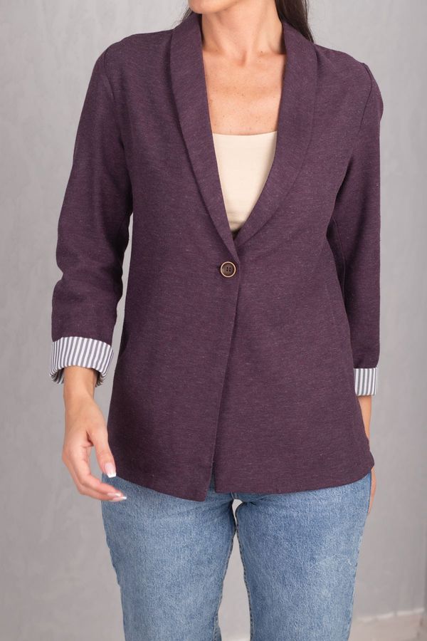 armonika armonika Women's Damson Striped Single Button Jacket