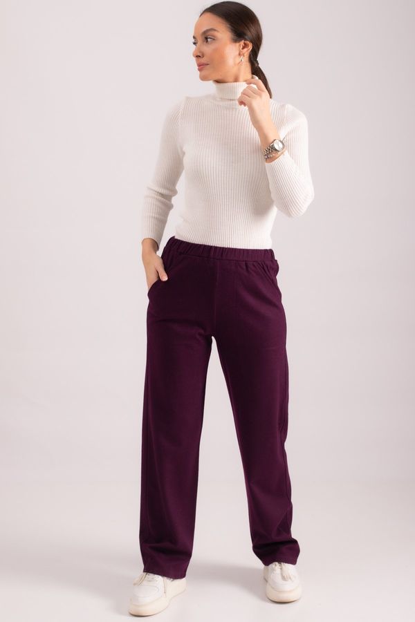 armonika armonika Women's Damson Waist Elastic Waist Pocket Wide Leg Trousers