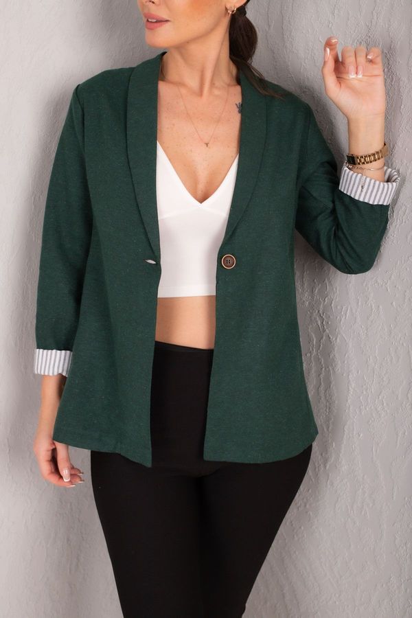 armonika armonika Women's Emerald Striped One-Button Jacket