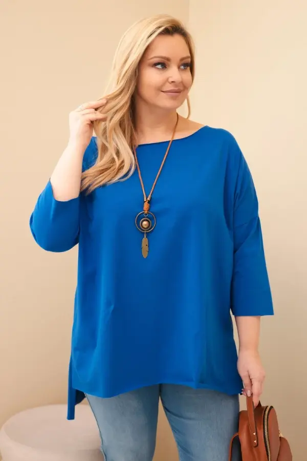 Kesi Włoski Asimetrična bluza za ženske z ogrlico za večje velikosti