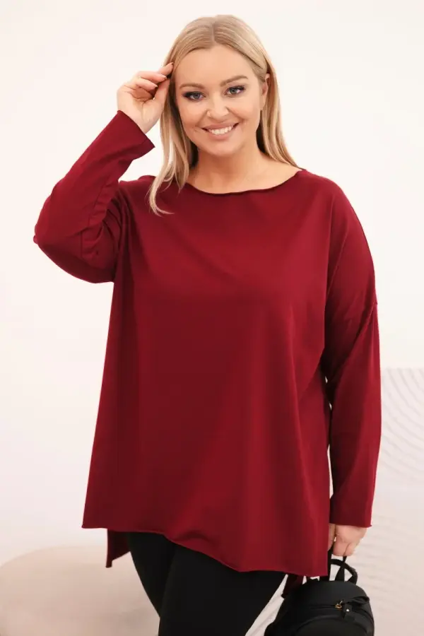 Kesi Asimetrična ženska bluza Plus Size bordo