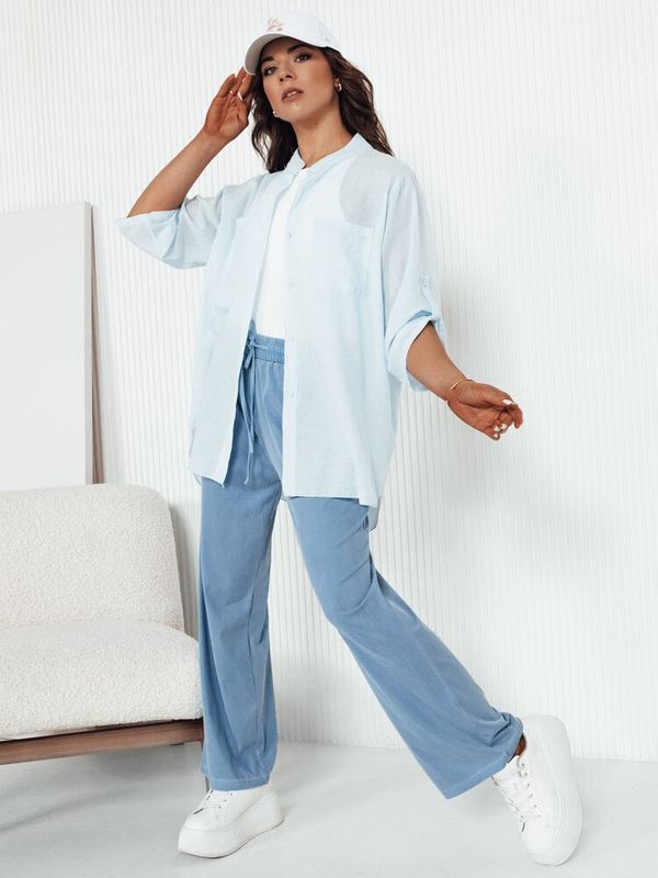 DStreet ASTERS Women's Wide Trousers Light Blue Dstreet