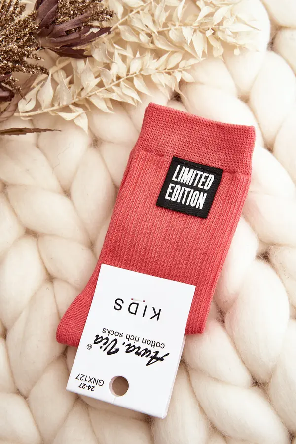 Aura.via Aura.via Children's Plain Socks with Patch Pink