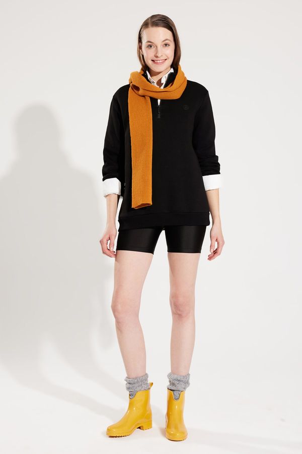 Avva Avva Black Unisex Sweatshirt High Neck Zippered Inner Fleece 3 Thread Regular Fit
