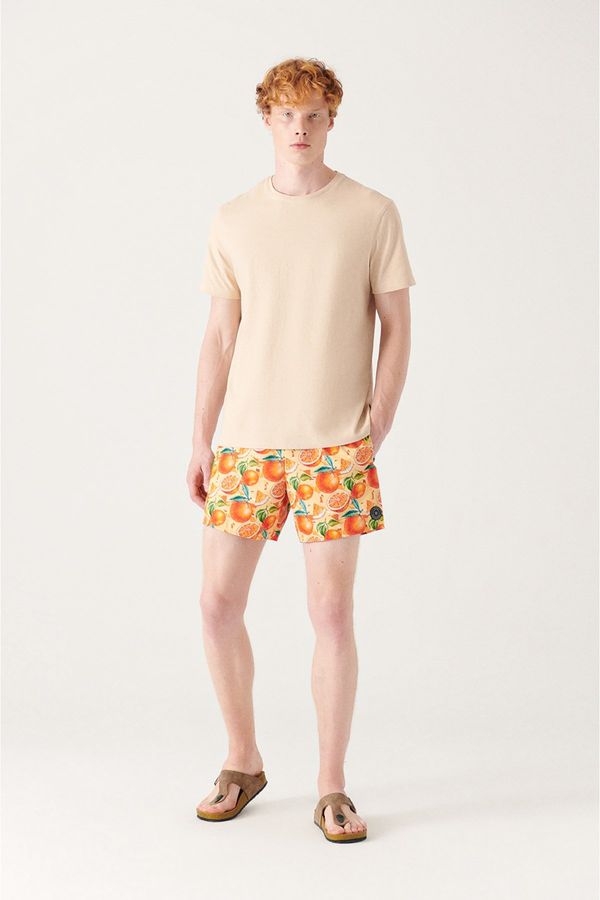 Avva Avva Men's Orange Printed Marine Shorts