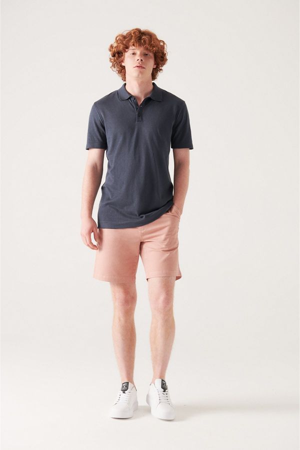 Avva Avva Men's Pale Pink Textured Cotton Shorts