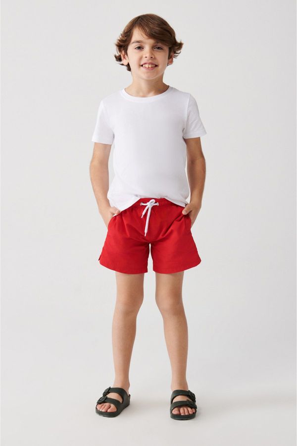 Avva Avva Men's Red Quick Drying Standard Size Plain Children's Special Boxed Swimsuit Swim Shorts