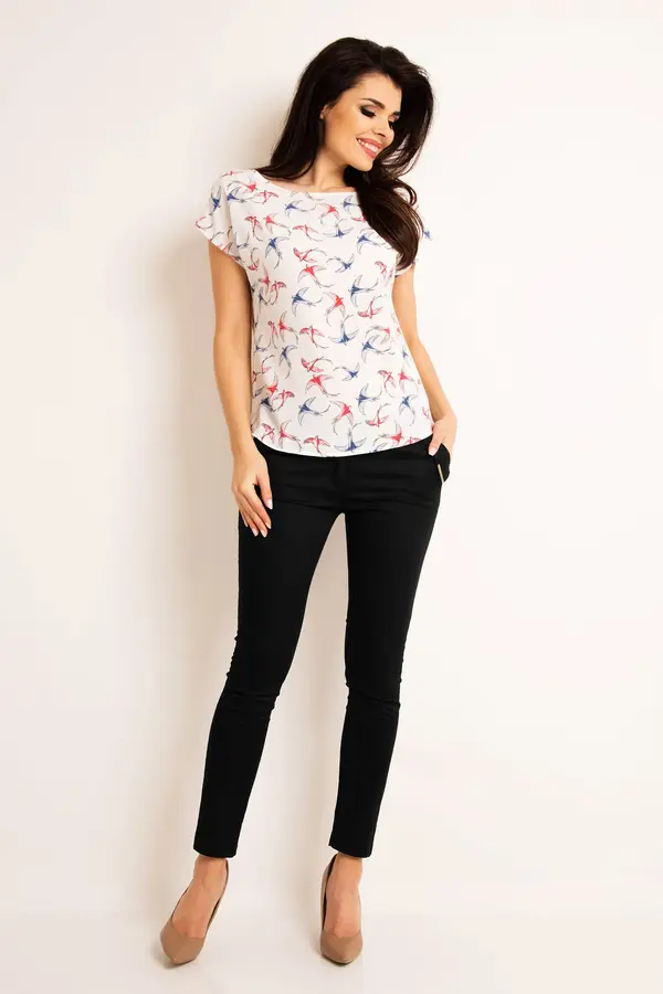 Awama Awama Woman's Blouse A172 Ecru/Pattern