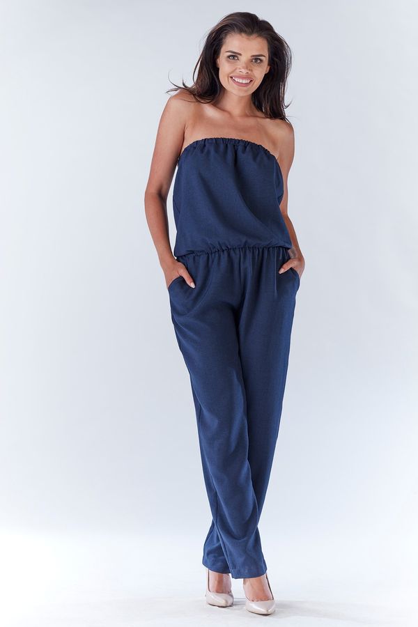 Awama Awama Woman's Jumpsuit A182 Navy Blue