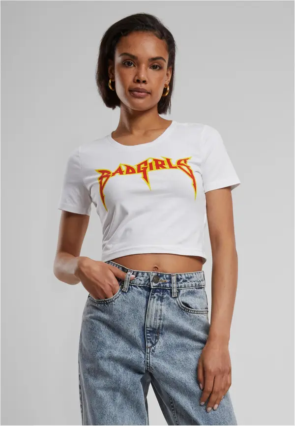 Mister Tee Badgirls Cropped Tee White