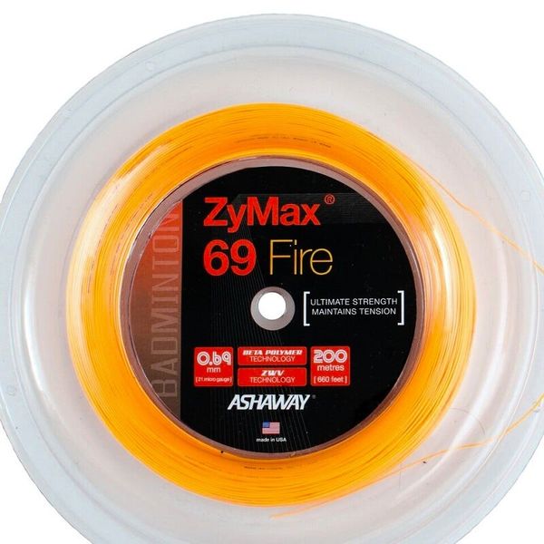 Ashaway Badminton String Ashaway ZyMax 69 Fire white - ROLL 200 m