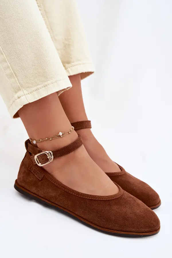 BIG STAR SHOES Balerinke iz kameljega usnja BIG STAR