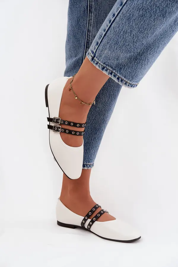 Boto Balerinke s paščki Deliora bele barve