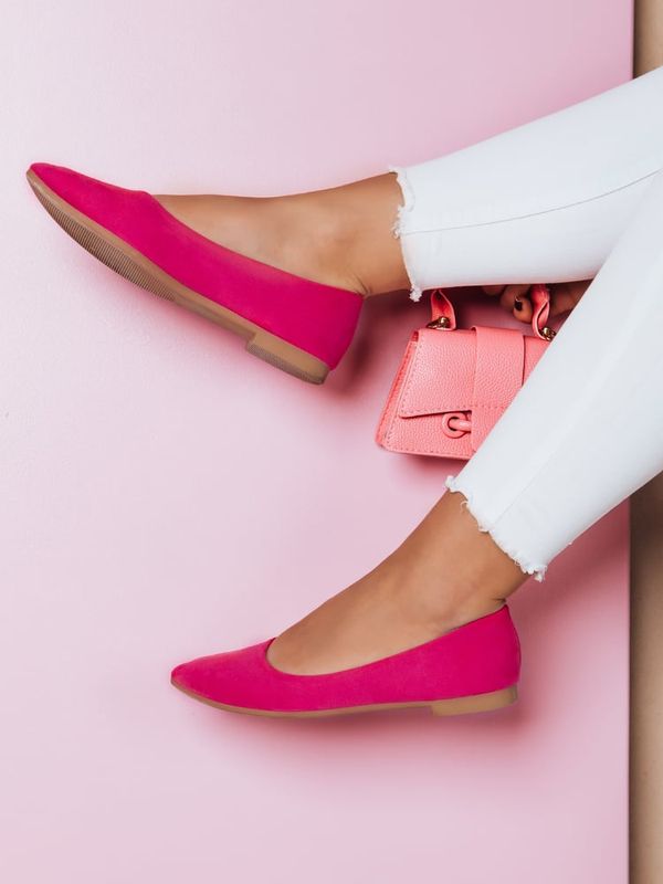 DStreet Baleriny damskie na płaskim obcasie GLAMINO fuksja Dstreet