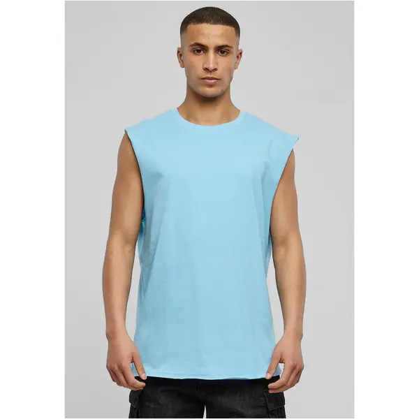 Urban Classics Baltic Blue Sleeveless T-shirt with Open Edge