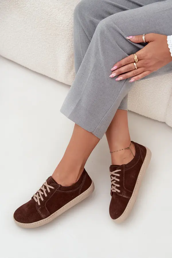 Zazoo Barefoot Type Sneakers Made of Natural Suede Zazoo 314 Chocolate