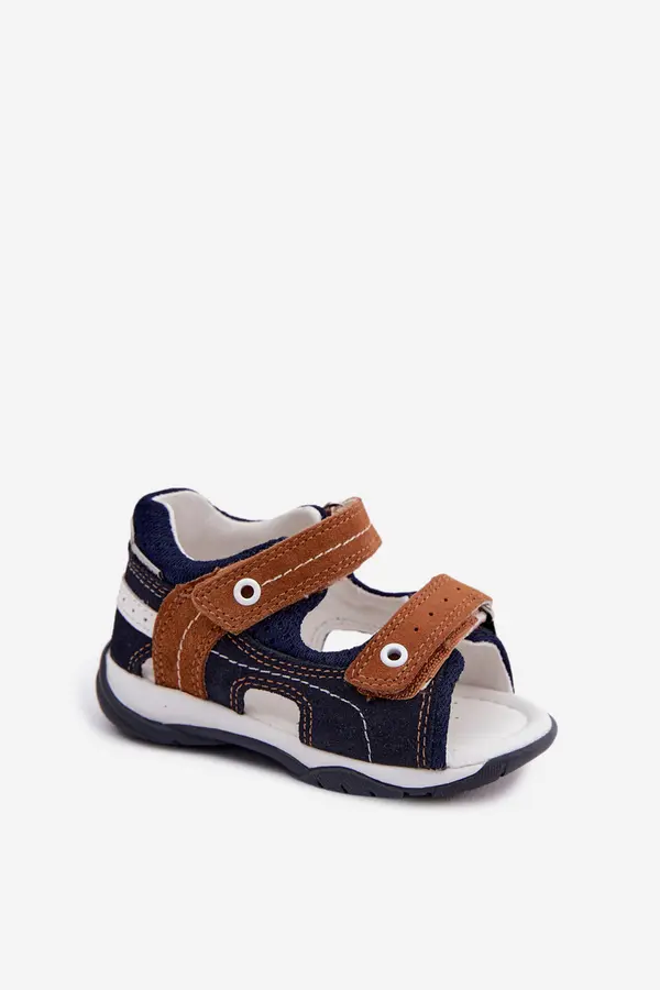 Bartek S.A. Bartek S.A. Leather Suede Sandals for Boys 84408-66 Bartek Navy Blue Brown