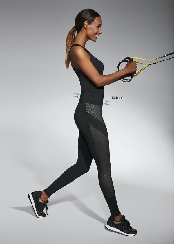 Bas Bleu Bas Bleu MISTA sports leggings with wasp waist effect and combined materials