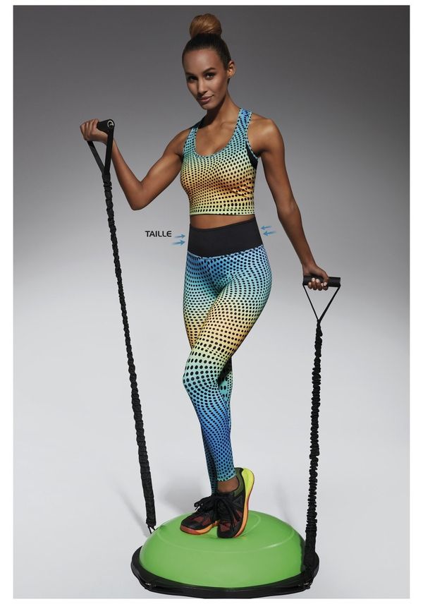 Bas Bleu Bas Bleu Sports leggings WAVE 90 with wasp waist effect and colorful print